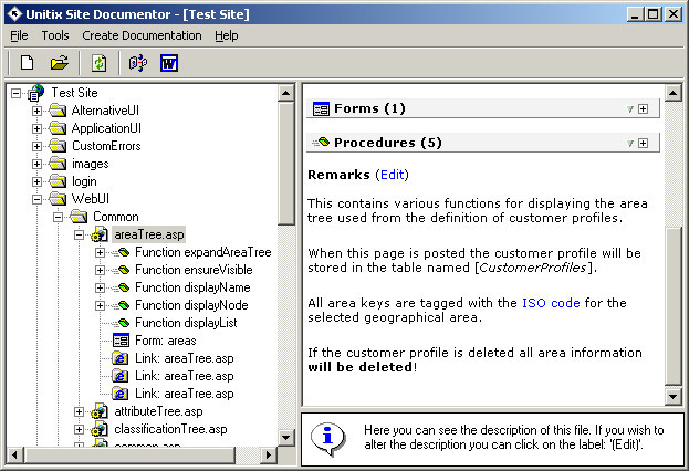 Unitix Site Documentor Screenshot